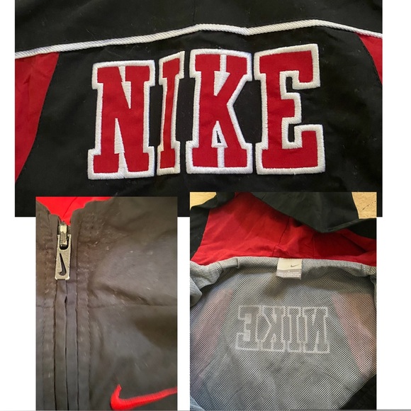 Vintage Nike Boys’‎ Sz 4 Red/Black Hooded Windbreaker Track Suit - Picture 5 of 17